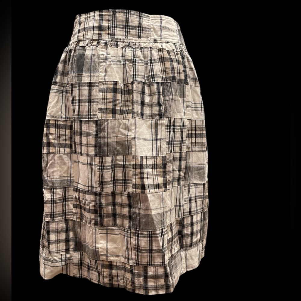 Patchwork Plaid Midi Skirt Cottagecore Academia Pockets Lined M - Picture 5 of 8